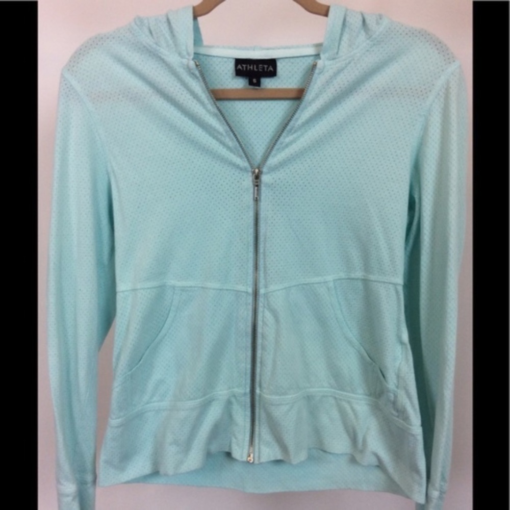Athleta Vintage Full Zip Hoodie in Glass Blue S